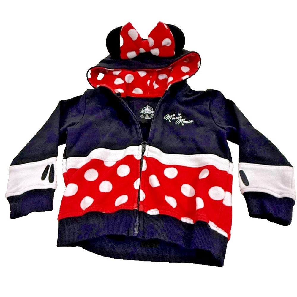 Disney Parks Toddler's 24 mos Minnie Mouse with Bow/Ears Full Zip‎ Hoodie Jacket